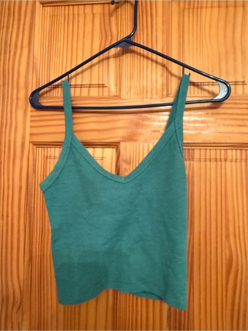 American Eagle Outfitters Teal V-Neck Ribbed Crop Cami